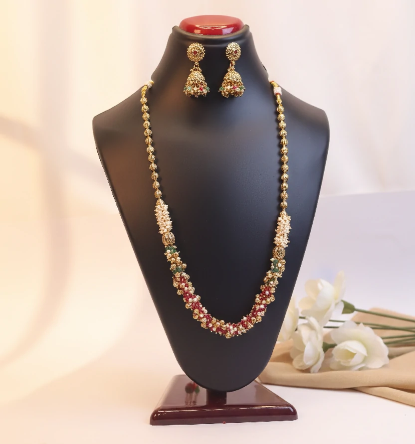 Rajwadi jewellery long set B1212ERJB01